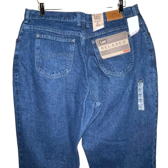 LEE Women Relaxed Jean 18W Dark Stone Tapered Cotton High Waist Plus 3075549 NWT - Picture 4 of 9